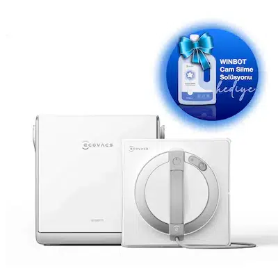Ecovacs Winbot W2 Pro Omni Cam Silme Robotu ve 1 lt Cam silme solüsyonu